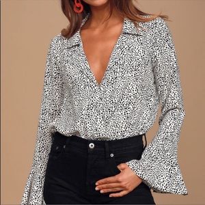 Lulu’s Always Lovely Long Sleeve Bodysuit Sz M